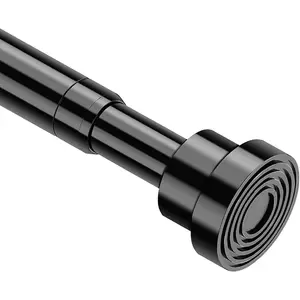 Adjustable 33 to 56 inch Small Spring Tension Curtain Rod No Drilling Black for Windows Door Wardrobe Closet Rod