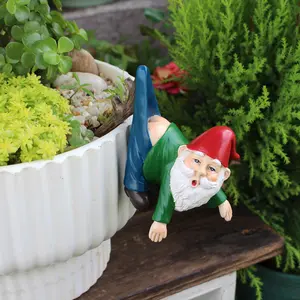 Quirky Pants Gnome Plant Hanger - Whimsical Garden Pot Decor with Resin Figurine for Outdoor Patio Garden Gnome Statue