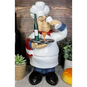 Ebros Master Chef Pierre Wine Tasting French Bistro Statue 14"H Kitchen Decor Figurine