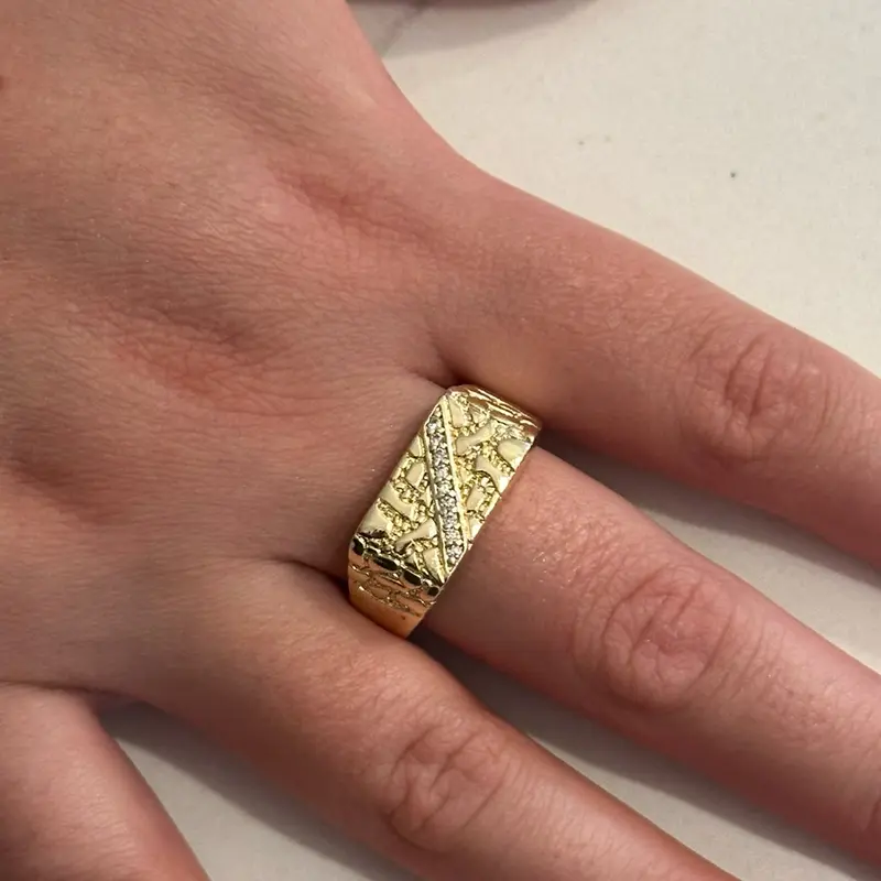 Gold Nugget Ring , Square-Shaped (D)