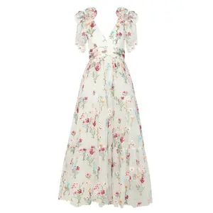 Margaret Floral Embroidered Maxi Wedding Dress