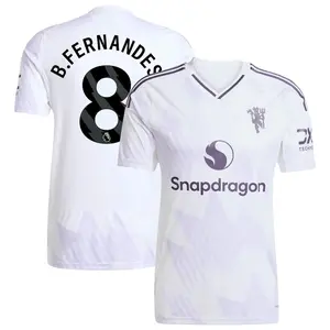 Unisex Soccer Manchester United Team B. Fernandes Champions Language 2025/26 Away Replica Player Jersey - Red