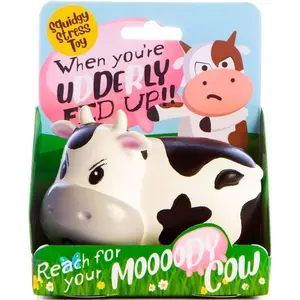 Moody Cow Stress Relief Toy - Unique Stress Balls for Adults & Teens - Squishy Fidget Toys for Anxiety - Funny Desk Accessories - Cute Cow Gifts For Women & Gag White Elephant