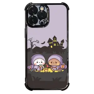 Phone Case, Casing - Dudu Bear And Bubu Halloween Costume Case Phone Protector Cover Featuring Electroplated Protective Cover with Cushioning And Collision Prevention, Compatible with iPhone Models Including 15, 14, 13 Pro Max