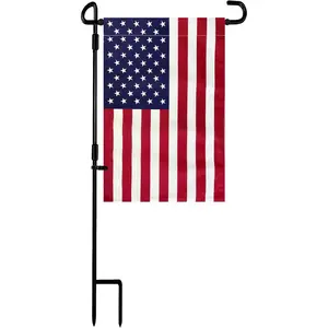 Garden Flag Stand with American Flag Garden Flag Metal Yard Flag Holder Pole Stake Small Flag Stands for Garden Flags 12 x 18 with Clips and Stopper