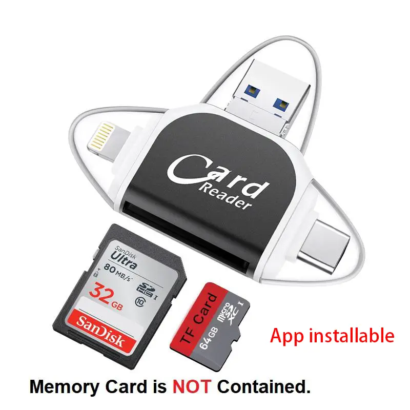 MOSTY 3in1 SD Card Reader photostick flashdrive for iPhone, iPad, Macbook Pro/Air USB-C, Micro USB, Lightning, USB3.1/2.0, Supports SD/TF/MicroSD Card