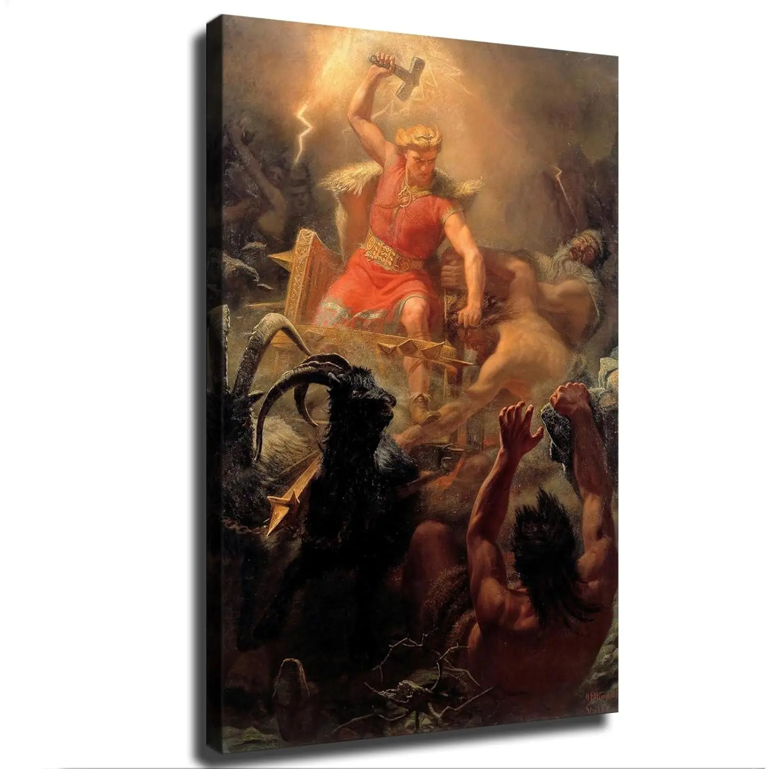 Thor's Fight with The Giants Poster Canvas Print Inspirational Wall Decor Home Decor Art Aesthetic Hanging Painting
