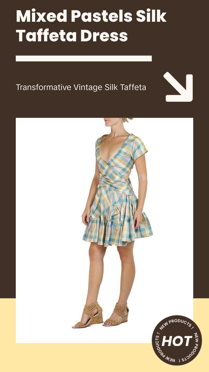 Morphew Collection Mixed Pastels Silk Taffeta Plaid Denise Dress