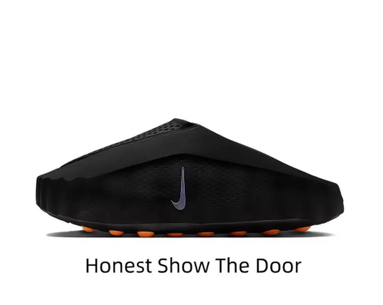 Slip-On Breathable Mesh Slide Sandals Black Upper Orange Anti-Slip Outsole Daily Casual Slippers