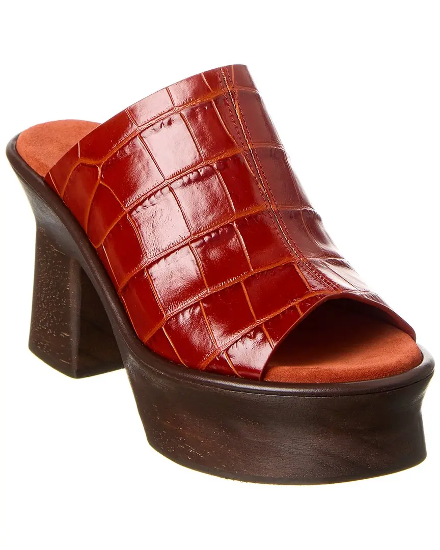 Ferragamo Samanta Croc-Embossed Leather Platform Sandal