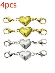 2/4pcs Magnetic Heart Buckle Set, Easy-Clip Design, Suitable for Seniors & Arthritis Patients, Fits Various Chains, Adjustable Chain Link, All Seasons Use