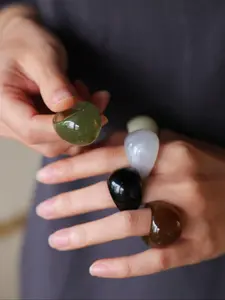 Boho Style Resin Stackable Ring Set, Unisex Simple Design Ring, Exquisite and Versatile Jewelry for Women & Men, Trendy All-match & Exquisite Jewelry for Birthday Gift, Boho Style Rings, Stacking Rings