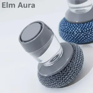 hands free dish brush, soap dispenser brush, non stick kitchen brush, replaceable brush head, pot and pan scrubber, ergonomic dish scrubber, durable kitchen brush, sink cleaning tool, household cleaning brush, perfect gift Cleaning Kitchen Sponges Sponges