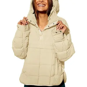 Womens Oversized Puffer Jacket Quilted Dolman Hoodies Pullover Long Sleeve Lightweight Warm Tops Coat Casual Baggy