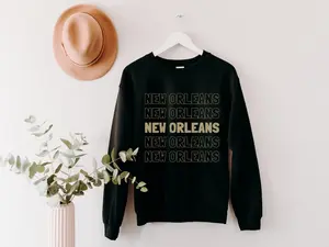 New Orleans Sweatshirt NOLA Crewneck Louisiana State Shirt Football Fan Pullover Cute LA Hoodie Womens Game Day Sweater Men Tailgate Apparel
