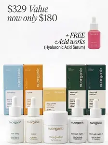nuorganic The Face Reset System Anti Aging Bundle with Powerful Plant Stem Cells, Polypeptide Complex, Vitamin C, Ferulic Acid, Argereline, 24k Gold, Hyaluronic Acid, Kojic Acid, Niacinamide for Smoother Firmer Skin tiktokshopspringglowup