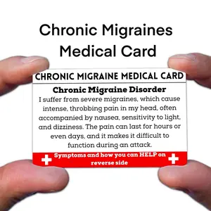 Chronic Migraine Awareness Card for Wallet or Lanyard - Migraine Disorder Warrior Card