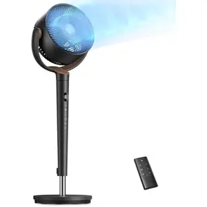 Fan for Bedroom, 120° Oscillating Standing Fan, Quiet Floor Fan with DC Motor, Pedestal Fan for Room, 9 Speeds, 4 modes, 20dB, 120° Manual Vertical, 37-42" Adjustable Height, 9H Timer, Black