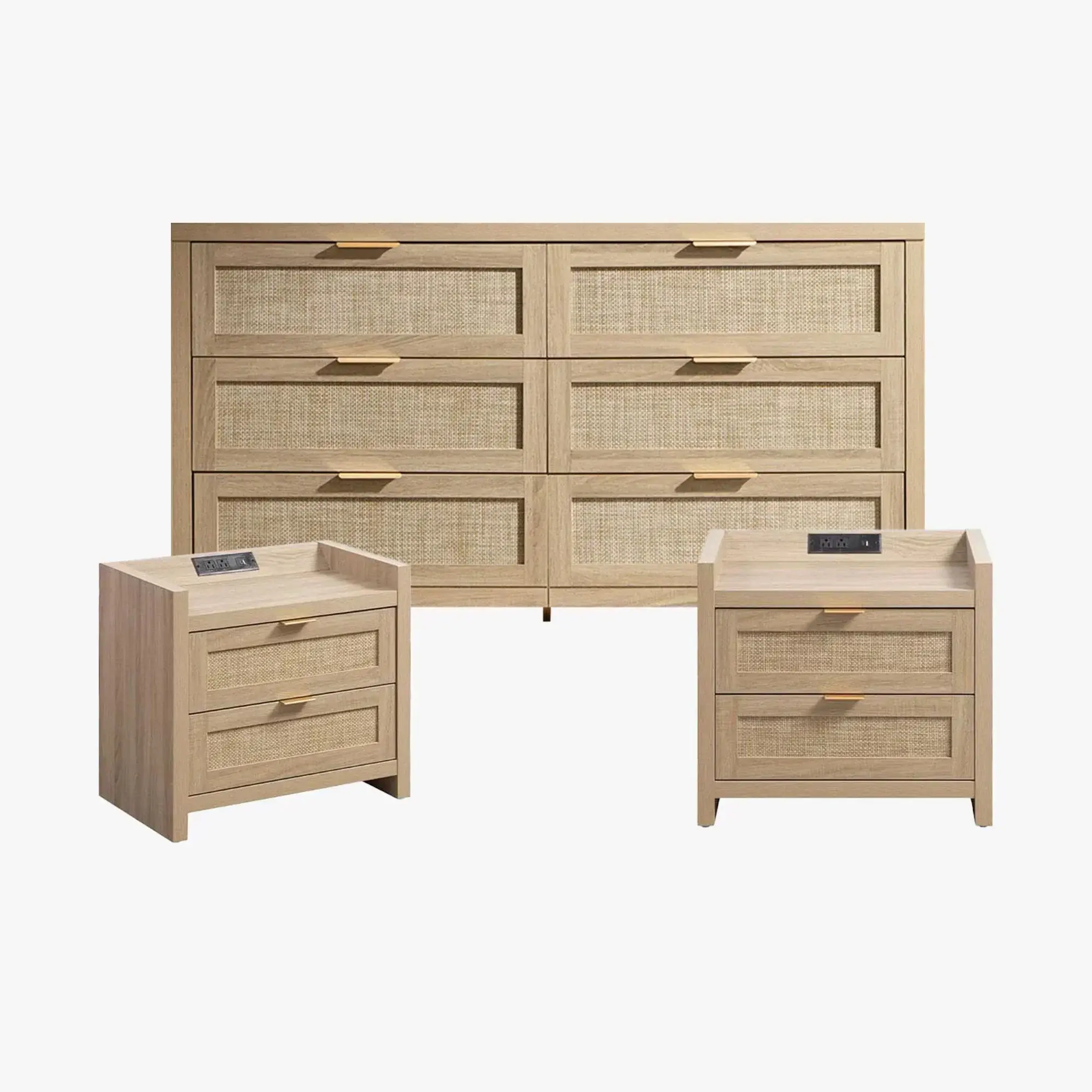 Dresser Set with Drawers(Light Oak)