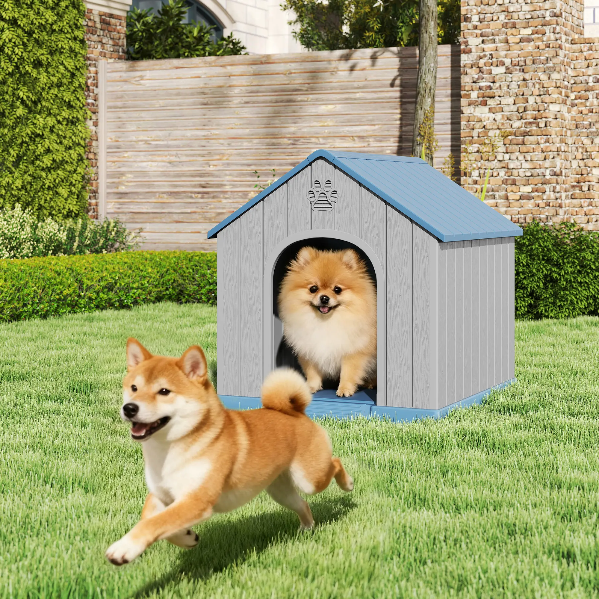 Durable All-weather Plastic Dog House For Indoor And Outdoor Use, Waterproof And Breathable Pet Shelter With Elevated Floor, Suitable For Small To Large Dogs, Easy To Assemble, Comfortable Kennel For All Seasons.Summervibes