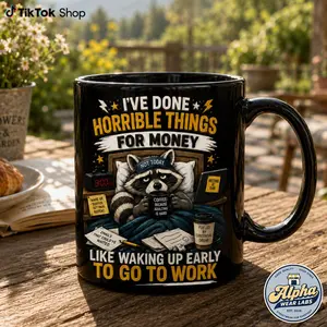 3D EFFECT I’ve Done Horrible Things, Funny Raccoon Coffee Mug for Coworkers Burnout Humor Gift, Office Worker Meme Ceramic Cup Black Mug