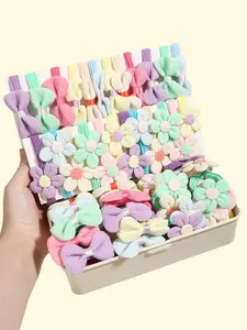 24pcs Flower Bow Band-Seamless Elastic Headstring with Decorative Flowers, Soft Pink Color Suitable for ponytail, hair and outdoor activities, cute hair accessories, elegant design, comfortable fit, fashion lovers must have, Elastic Hair Accessory