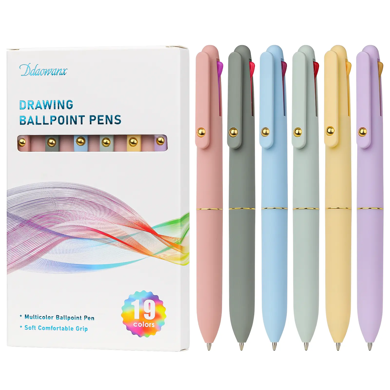 Ddaowanx Multicolor Pens 6 Pack,4-in-1 0.5mm Colored Ballpoint Pen,Retractable Multicolor Ink Pen,Nurse Accessories for Work,School Supplies,Gifts for Teen Girls (Morandi)