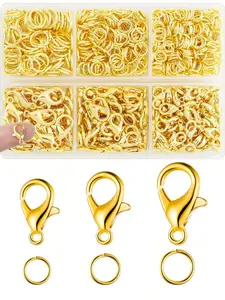 900PCS  Lobster Claw Clasps and Jump Rings Set - Gold Jewelry Clasps for Necklace, Bracelet, Keychains, and DIY Jewelry Making Supplies, Beading Accessories