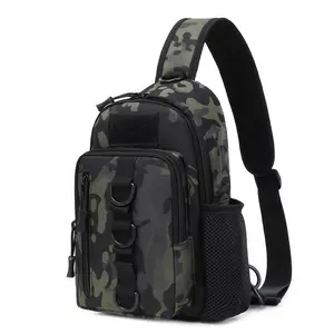 Tactical Chest Sling Bag – Military Molle Camouflage Backpack with Water Bottle Holder for Hiking, Fishing & Outdoor