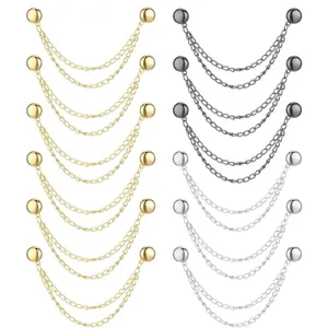 Metal  Button Clips 12 count  Clothing Pins with Chain Hijab  Chain Valentine's Day Pinless Brooch  Closure Button for Cardigan Shawl Hijab Clothes Long Pants  Sleeves