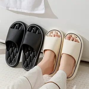 Non-slip Design Bathroom Slippers, Home Summer Thick Sole Floor Bedroom House Shoes For Women Men