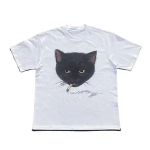 Smoking cat graphic tee y2k vintage style tshirt ---funny tshirt 100% cotton Breathable comfortable Give him/her a gift Shortsleeve