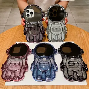 Astronaut Design Phone Case for Smartphone with Stand, Cute Phone Protective Cover, Shockproof Protector, Phone Accessory Compatible with iPhone 15 14 13 12 11 Pro Max Casing