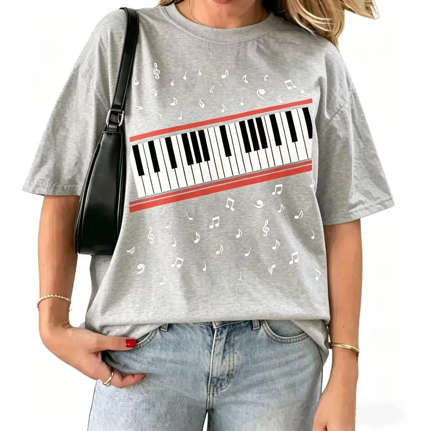 Cotton Michael Jackson Beat It T-Shirt, Unisex shirt, Piano & Music Notes sturdy blue summer tops women vintage clothing