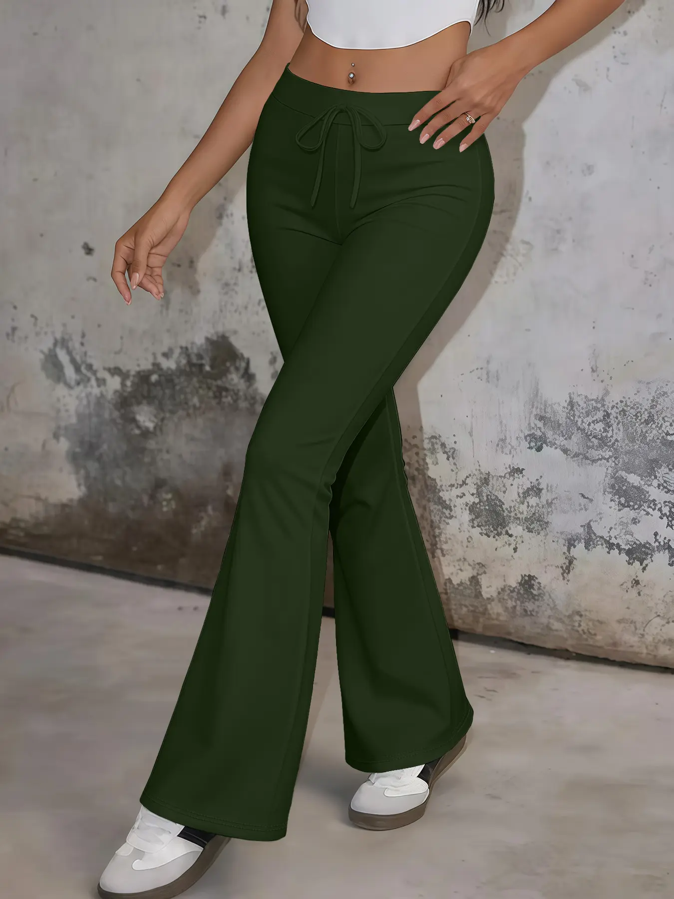 1 Piece, Casual Fashion Trousers, Slim Fit Flare Sweatpants, Hot Girl Flare Sweatpants, Yoga Joggers, Streetwear Suitable for Women, Flared