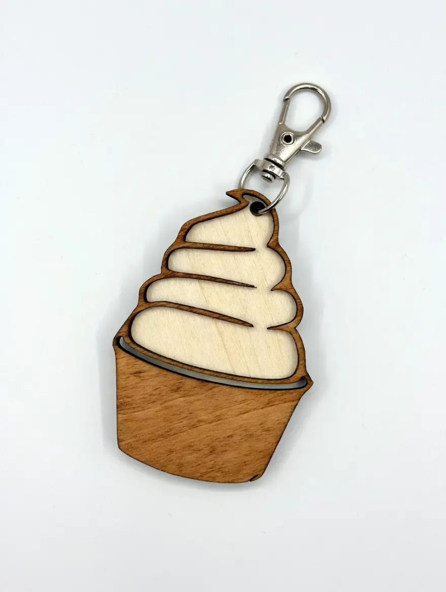 Laser Cut Pineapple Whip Keychain – Magical Snack Theme Park Gift & Functional Key Holder