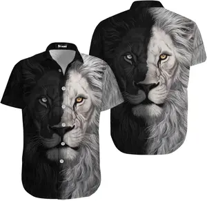 Men's Casual Hawaiian Shirt, Summer Short Sleeve Button Down Shirt for Men and Women, Graphic Aloha Print Dress Shirt