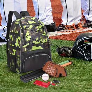 1pc Camouflage Baseball Bag, Softball Bag With Shoes Compartment, T-Ball Bat Pocket & Glove/Helmet Holder, Softball Baseball Training Backpack
