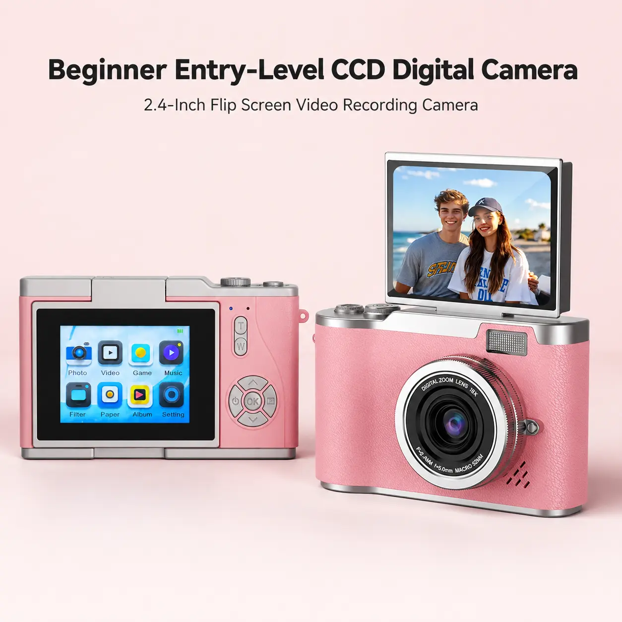 The latest flip-screen video recording digital camera, high-definition photography digital camera, comes with a 32G memory card and a USB flash drive. It is suitable for outdoor selfies, as well as for students and beginners.