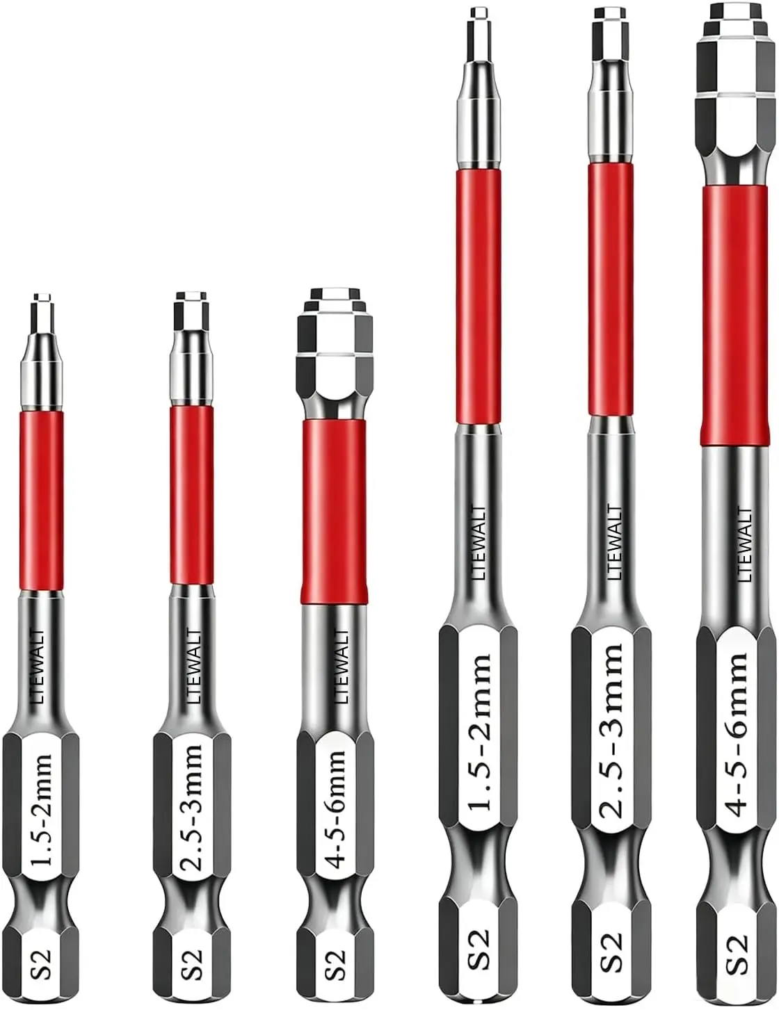 6-Piece Magnetic Hex Socket Bit Set, 1.5–6mm Nut Driver Bits with Hex Shanks, 65mm & 100mm Long Socket Bits for Power Drills, Screwdrivers & Hand Tools