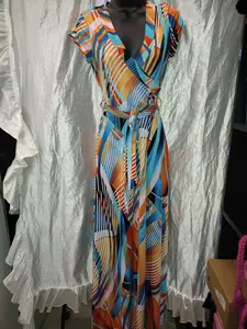 Women multi color small long dress/thrift store