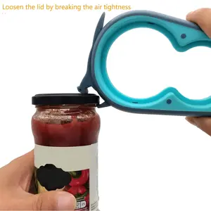Multipurpose Jar Opener Bottle Opener and Can Opener for Weak hands, Seniors with Arthritis and Anyone with Low Strength, Mutil Jar Opener Get Lids Off Easily (Blue and Grey)