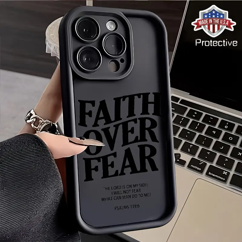 Faith Over Fear Comfortable to Hold, Durable And Stylish, High Quality  Protective Phone Case, Suitable for Iphone 16/15/14/13/12/11/X/7/6 Series,  Black/White Background, Camera Lens Protection, Shockproof, Anti Slip,  Lightweight, TPU Material - TikTok