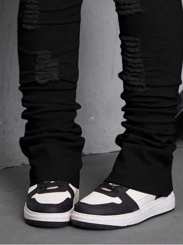 Women's Plus Size Stretchy Denim Jeans, High Waist Ripped Design, Fashionable Casual Wear, All Seasons Comfort Fit