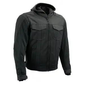Milwaukee Leather Men's Requiem Mesh and 1300D Nylon Motorcycle Jacket with CE Armor, Removable Hoodie - MPM17018