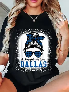 100% Cotton Just a Girl Who Loves Dallas, Dallas Women Girls Moms T-Shirt