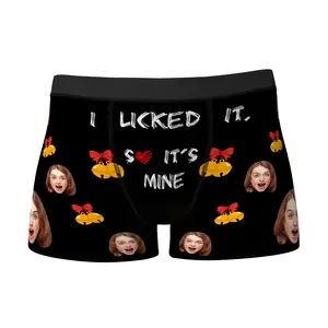 Personalized Face It's Mine Boxer with Heart for Men – Funny Valentine Gift, Custom Photo Underwear from Girlfriend or Wife, Men Underwear Gift Idea