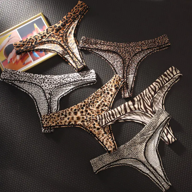 Women's Alluring Cut Leopard Print Thong Panties - Tiger Pattern, All Over Animal Prints, Sexy Personality-Forward T-Back Underwear, Personality-Fwd, All Over Print