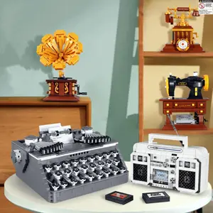 Classic Retro Series Typewriter Tape Recorder Telephone Sewing Machine Kids Educational Building Blocks Set, Best Gift for Teens