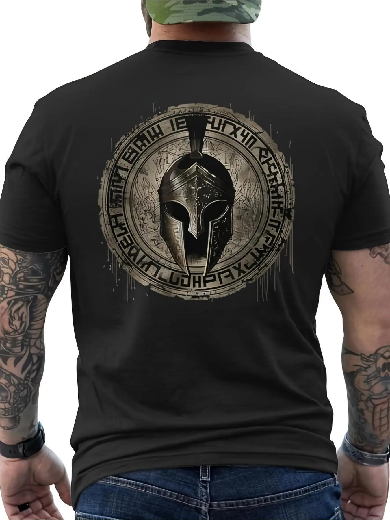 Men'S Graphic T-Shirt Featuring a Spartan Warrior